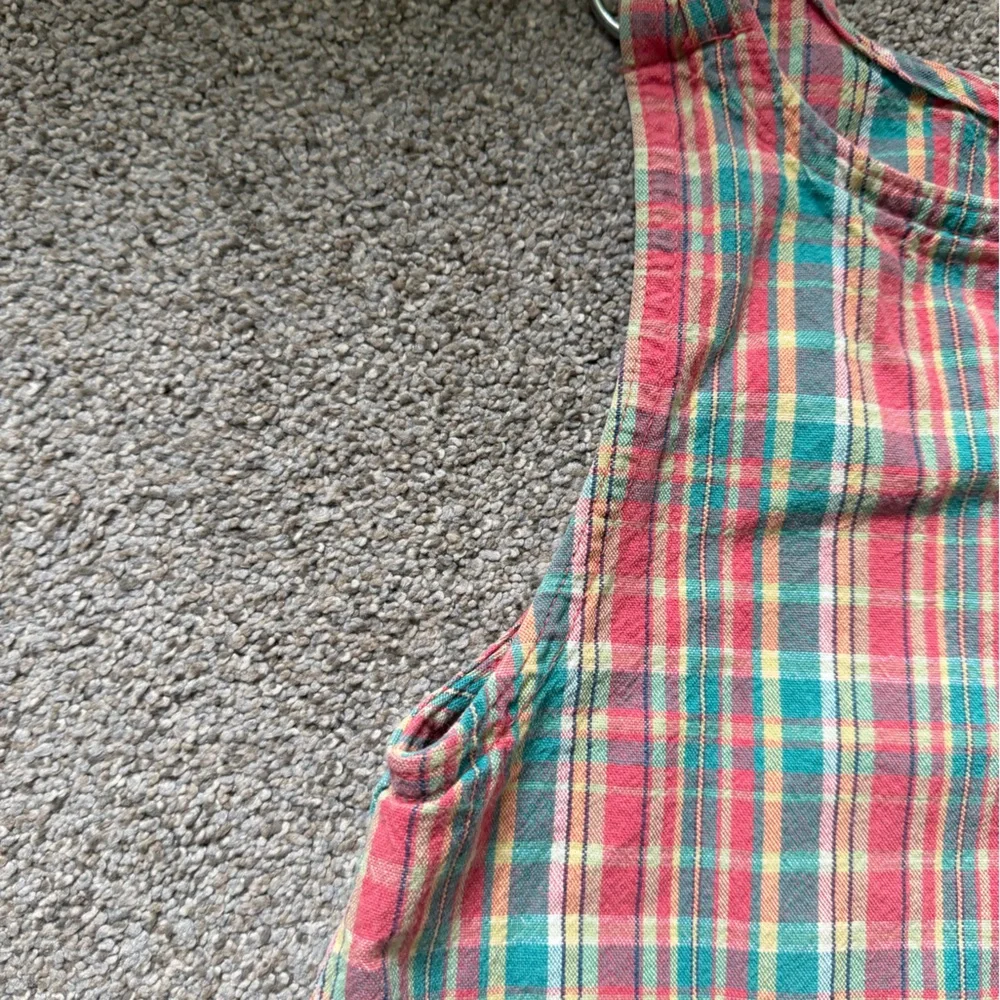 Vintage Osh Kosh B’gosh Plaid Overall Dress in Red and Green Size 6X Tartan